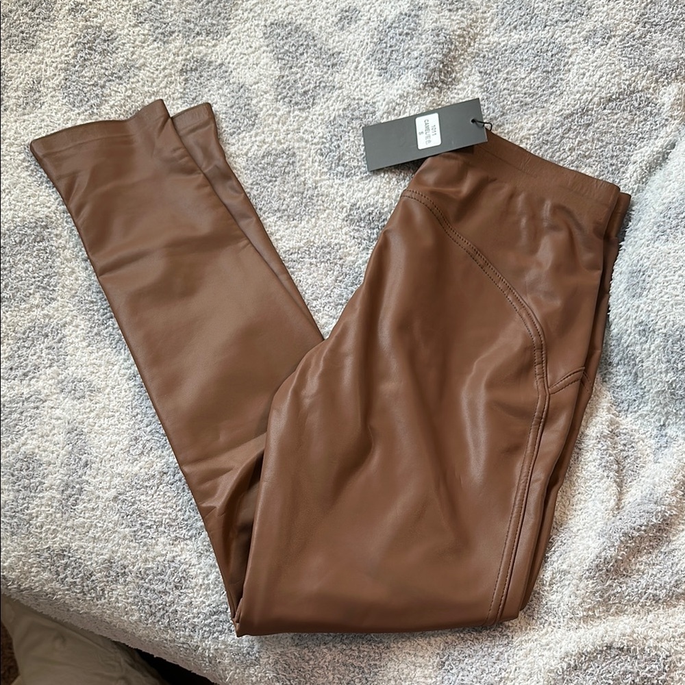 Brown faux leather leggings